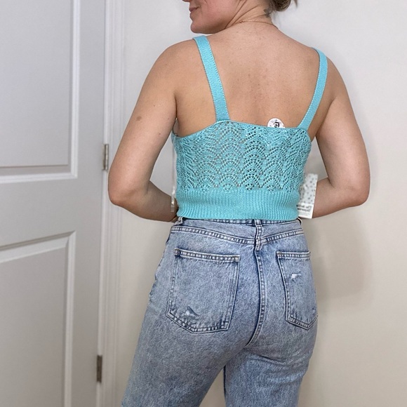 Lace UP Front Crochet Knit Crop Cami - Picture 7 of 9